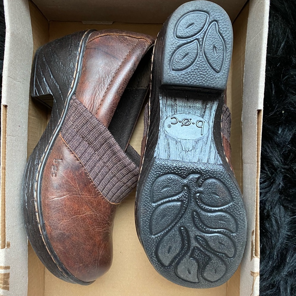 Brown clogs